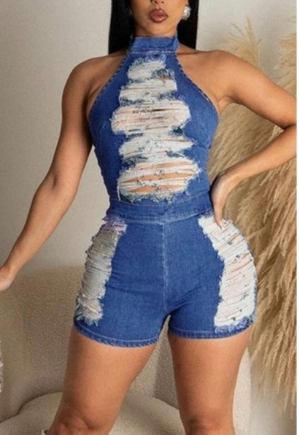 Denim romper